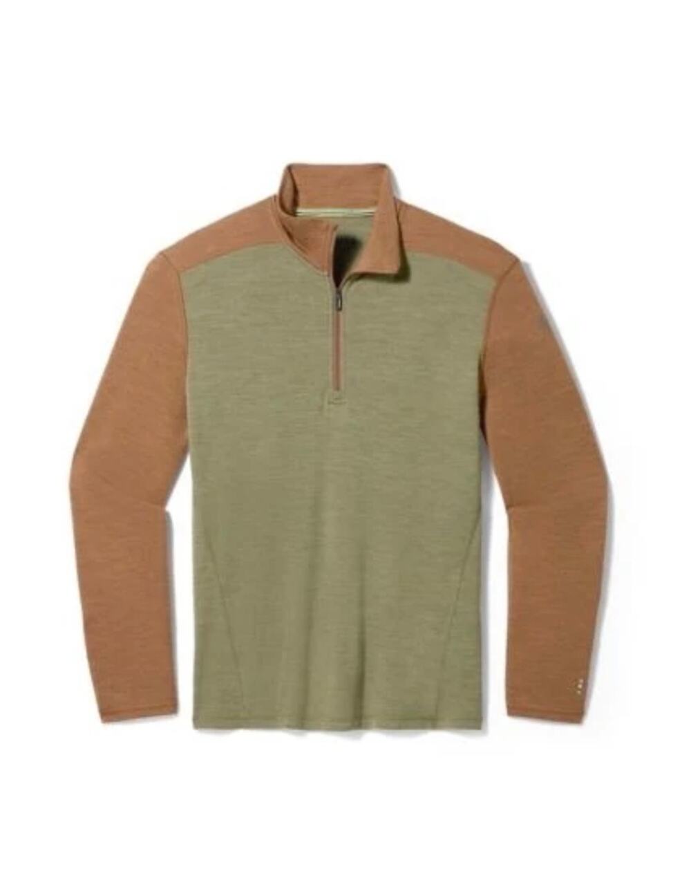 SMARTWOOL Men's Classic Thermal Merino Base Layer 1/4 Zip Top Brown Green